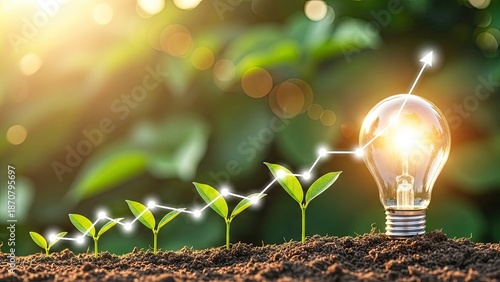 Wallpaper Mural Growing Seedlings with Glowing Light Bulb Representing Sustainable Energy and Environmental Innovation. Torontodigital.ca