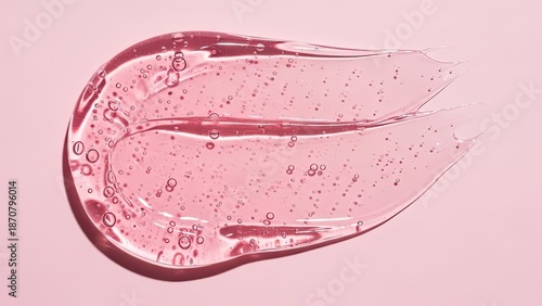 Wallpaper Mural Pink Cosmetic Gel Swatch with Bubbles on a Light Background. Torontodigital.ca