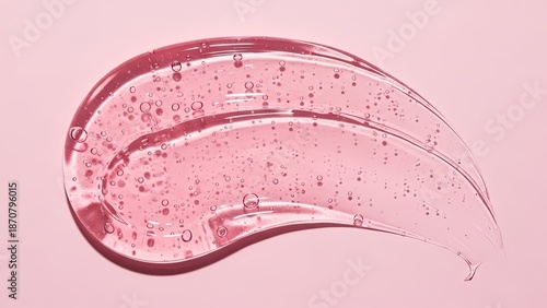 Wallpaper Mural Pink Cosmetic Gel Swatch with Bubbles on a Light Pink Background. Torontodigital.ca