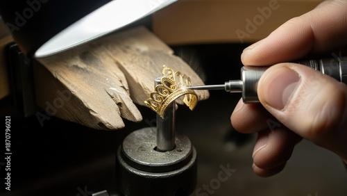 Wallpaper Mural Goldsmith working on a piece of jewelry with a rotary tool. Torontodigital.ca