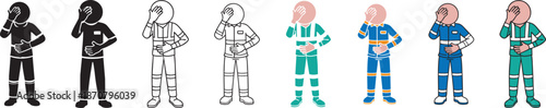 Person Kneeling in Distress Icon Set