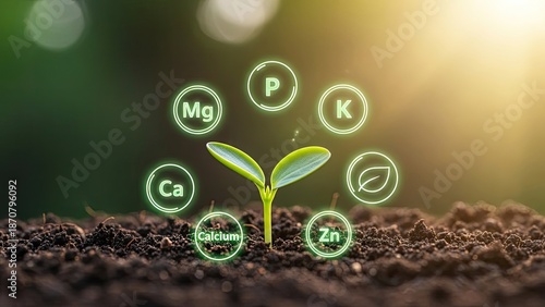 Wallpaper Mural Young Plant Growing in Soil with Essential Nutrients for Healthy Growth. Torontodigital.ca