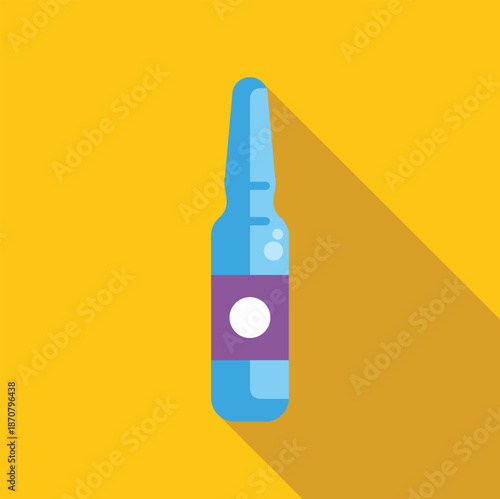 Ampoule containing liquid medicine with a label, used for injections