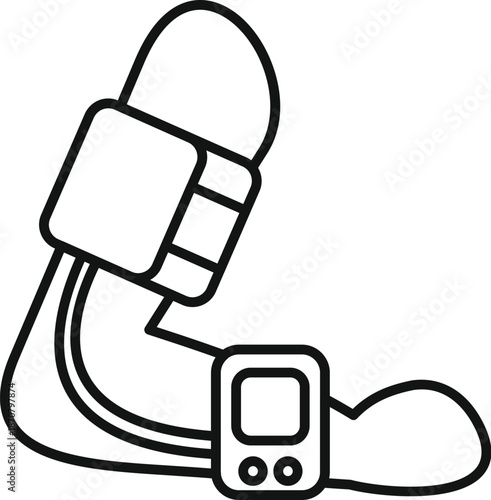 Electronic blood pressure monitor measuring patient health on a white background