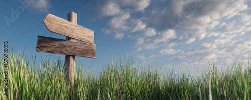 close up of wooden direction signpost at field