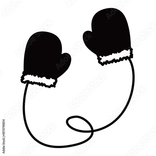 紐付きのミトン（手袋）のイラスト