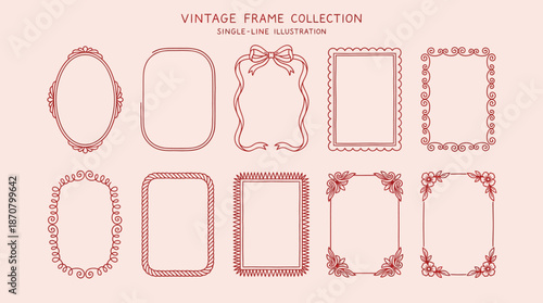 Vintage frame collection of ornate pink borders and decorative frames for invitations, scrapbooking, photography, and home decor.