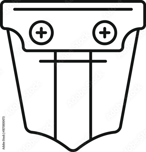 Line art drawing of a 9 volt battery with positive terminals