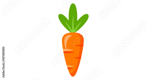 Simple Cartoon Carrot Illustration with Green Leaves and Orangish Body