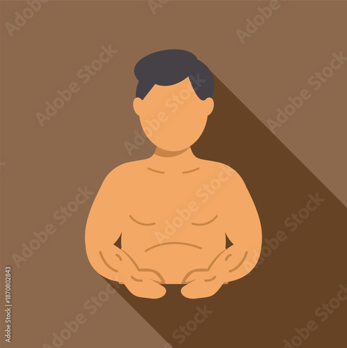 Male shirtless upper body illustration showing a long shadow