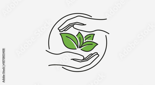 Environmental Conservation and Sustainability Illustrated by Two Hands Protecting Green Leaves
