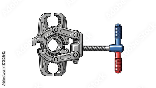 Illustration of a black and red air blower with a white background.