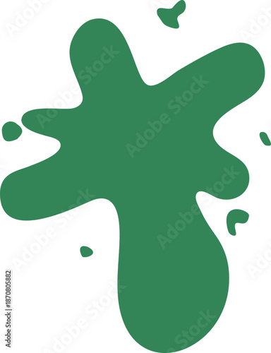 Green paint splash,liquid drop or ink stain, isolated on white. Vector abstract organic liquid slime shape illustration.Colorful paint splashes