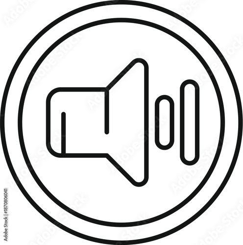 Speaker icon controlling sound amplitude with a modern round button interface