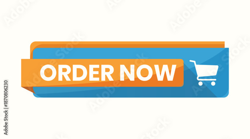 Special Offer Ribbon Badge, Online Store E-Commerce, Flat Orange and Blue Gradient with Shopping Cart Icon, Sale Highlight, Editable Vector File