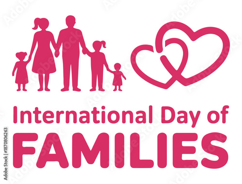 International Day of Families Illustration with Heart and Family Members