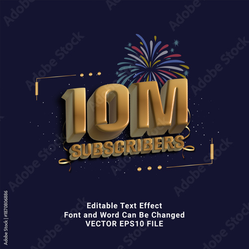 thank you 10m subscribers text effect in gold.typhography logo