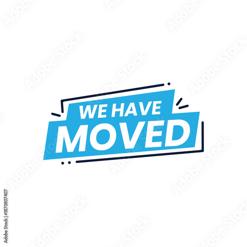 Professional Office Relocation Vector Badge, Minimalist Style, Editable ESP File, Cyan and White Palette