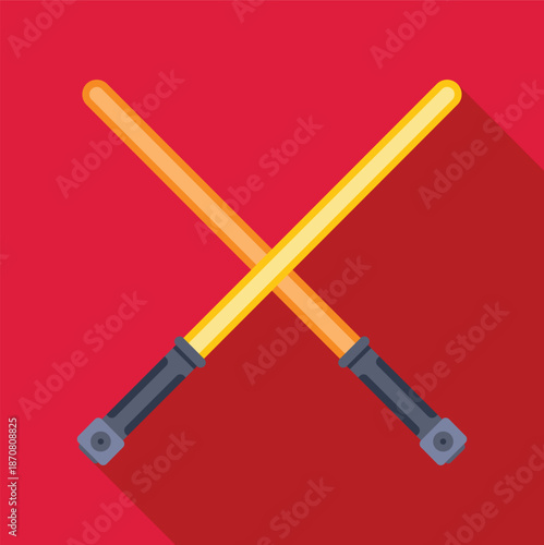 Two crossed plasma swords creating a conflict or battle concept