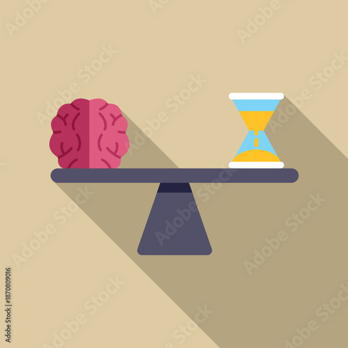 Brain and hourglass on a balance representing the concept of work life balance
