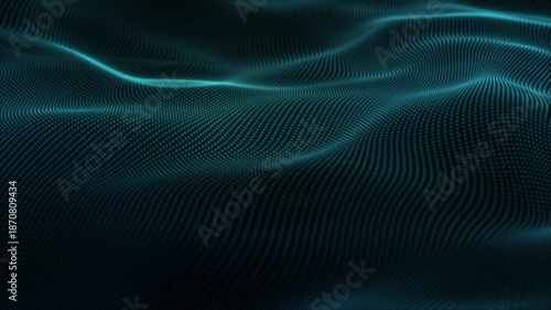 Perspective Cyan Digital Particle Waves for Tech Intro. Abstract Data Stream, Transparent Overlay with Alpha Chanel (4K)
