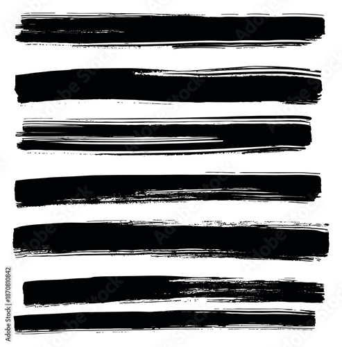 Grunge hand drawn brush strokes set featuring six textured lines for creative design projects