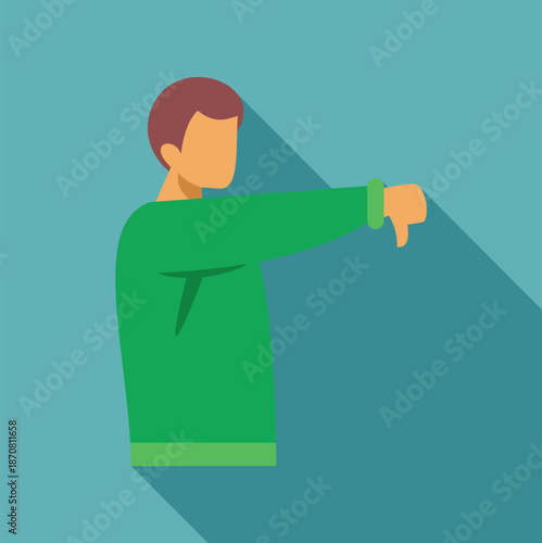 Figure showing dislike, negative feedback, or rejection with a descending thumb symbol