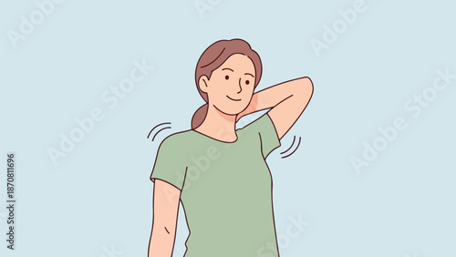 Polished portrait illustration of a woman with short brown hair and a light green t-shirt