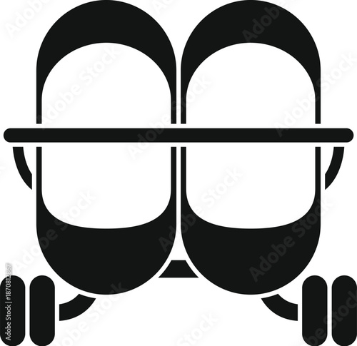 Ski lift chair icon transporting skiers for winter sport in a black and white design