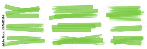 Highlighter stroke set. Marker lines, brush marks and underlines