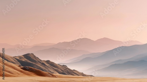 Soft layered mars landscape with pastel sky symbolizing serenity calm exploration and peaceful connection with vast natural environments, Generative AI