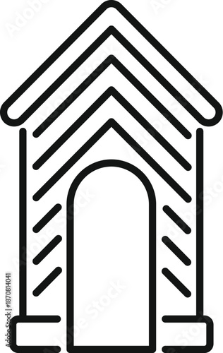 Line art vector icon illustrating a security guard booth or military sentry box