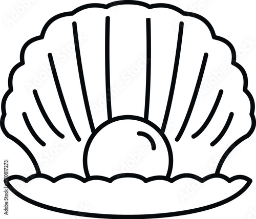 Open oyster presenting a valuable pearl, representing treasure, wealth, and elegance