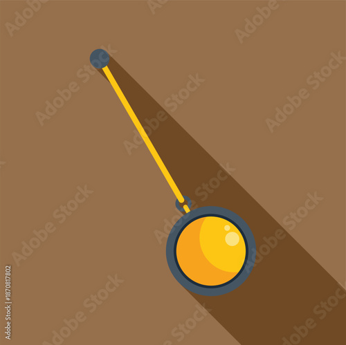 Pendulum bob swinging, demonstrating concepts of time, science, and measurement in a flat design