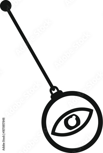 Hypnosis pendulum with an eye graphic swinging, illustrating a trance state concept