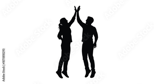 Celebrating success together a high five between two people silhouette