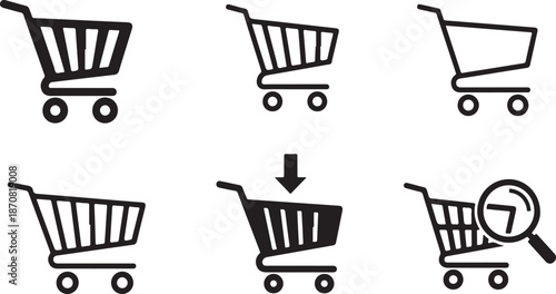 shopping cart icon set eps
