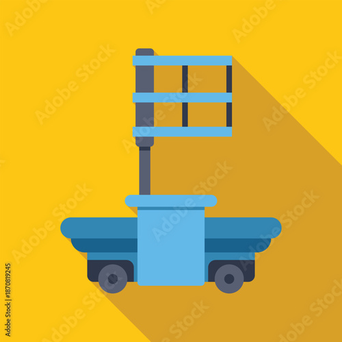 Scissor lift platform providing elevation for work tasks yellow background