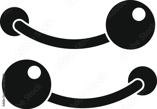 Body piercing jewelry with two curved barbell designs