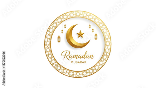 Ramadan mubarak islamic crescent moon logo