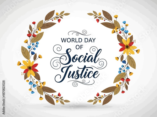 World day of social justice floral wreath design