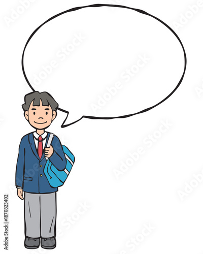 男の子制服　ブレザー　通学カバン　吹き出し付き