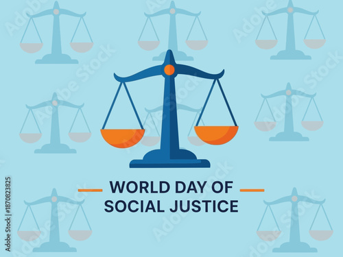 World day of social justice illustration with balance scales