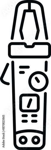 Clamp meter showing functions for testing electrical current and voltage