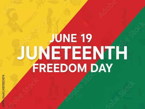 Juneteenth freedom day celebration banner with red, yellow, and green colors