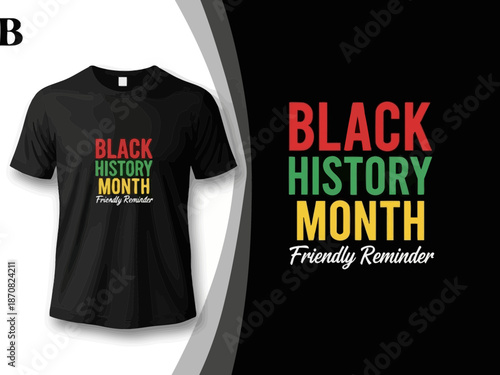 Black history month tshirt design with colorful text