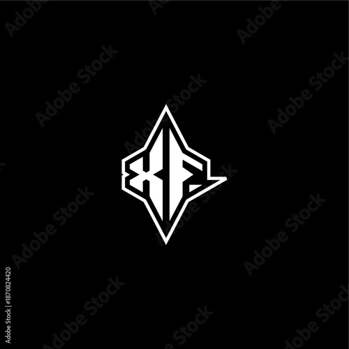XF letter initial logo esport concept techno racing style design modern monogram gaming