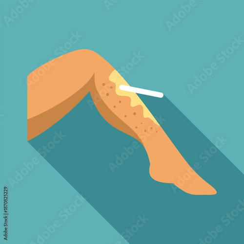 Leg waxing epilation process for hair removal concept