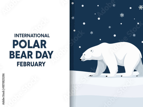 Polar bear on snowy landscape for international polar bear day