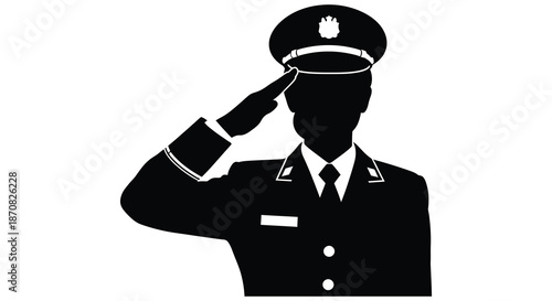 A black silhouette of a military officer giving a salute